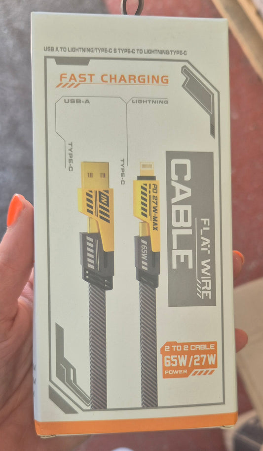 4 in 1 Multi Charging Cable, 120CM [65W] Fast Charging Phone Tablet IPad etc
