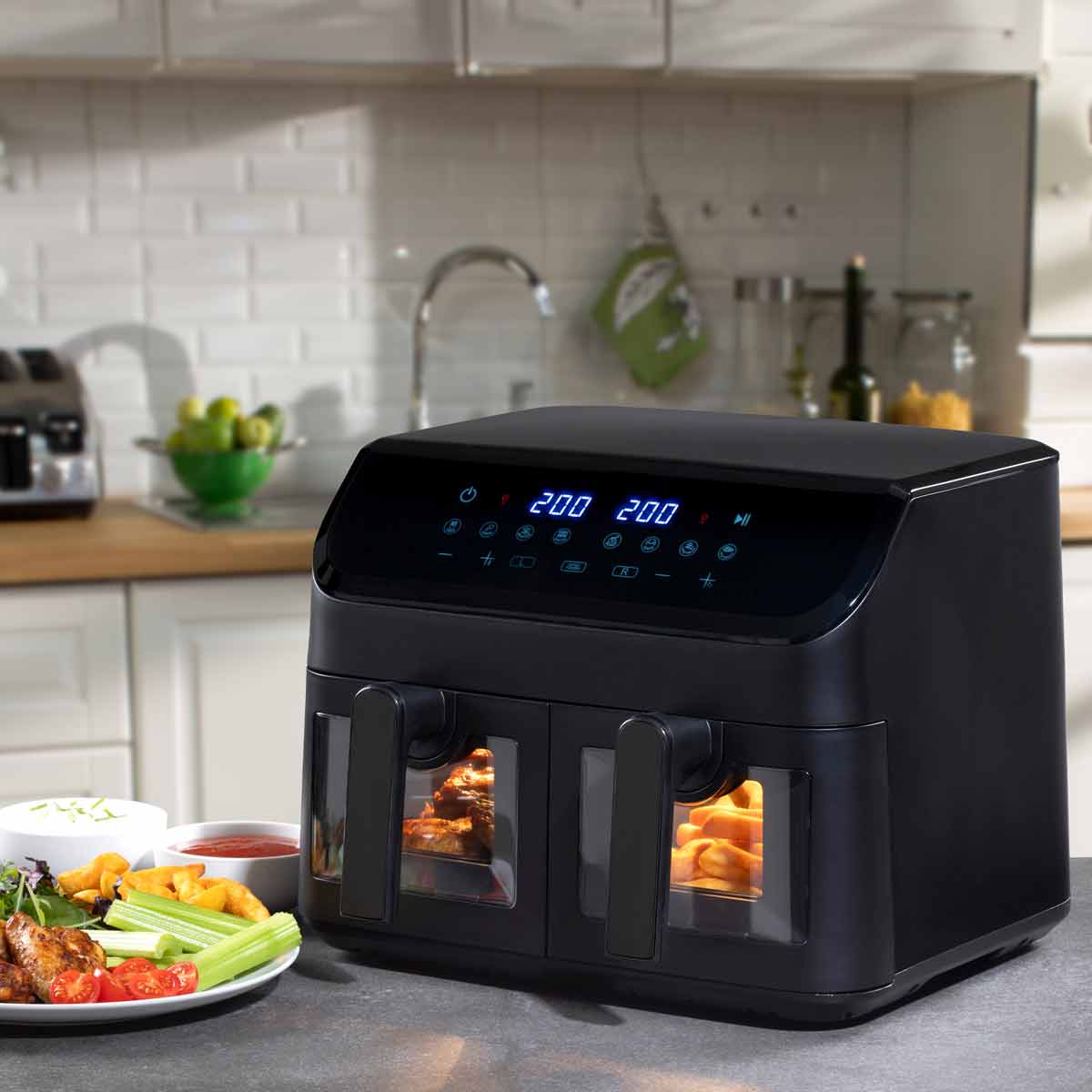 Daewoo Digital 9L Dual Air Fryer with Window *see description