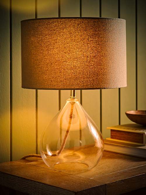 Eloise Glass Table Lamp With Linen Shade