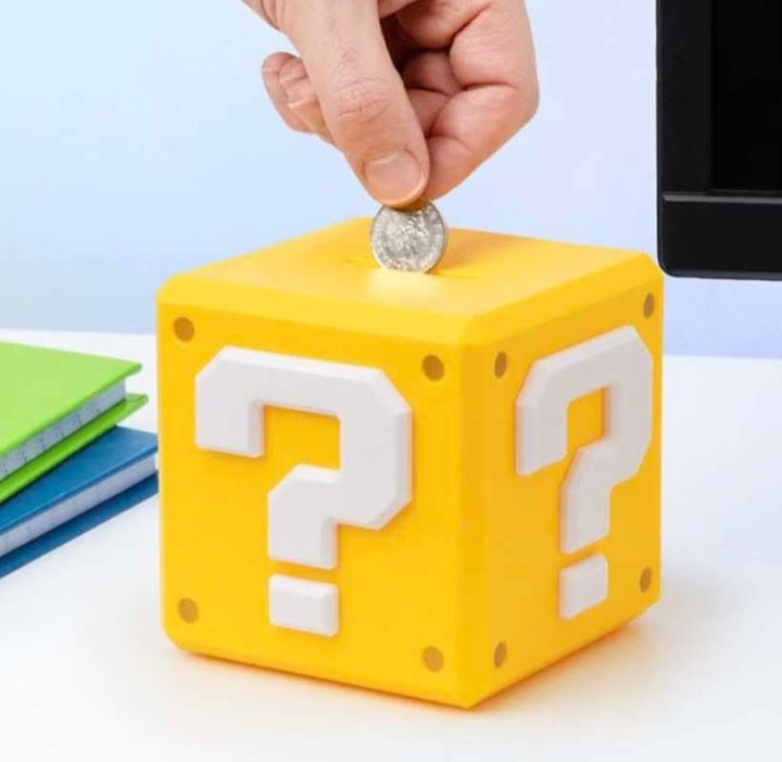 Super Mario Question Mark Block Shaped Money Bank