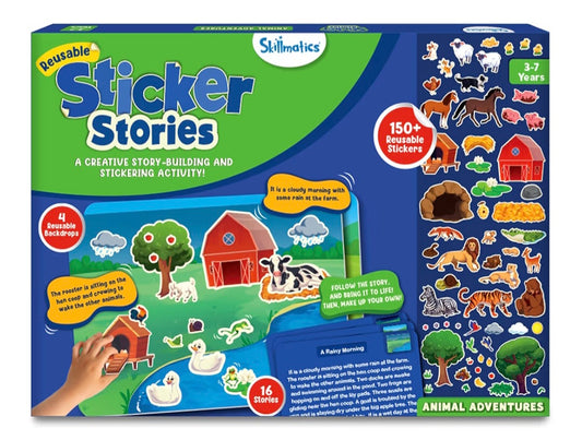 Skillmatics Activity Kit - Creative Storytelling & Skill Building with 150+ Reusable Stickers, Educational, Mess-Free Fun-Animal Adventures