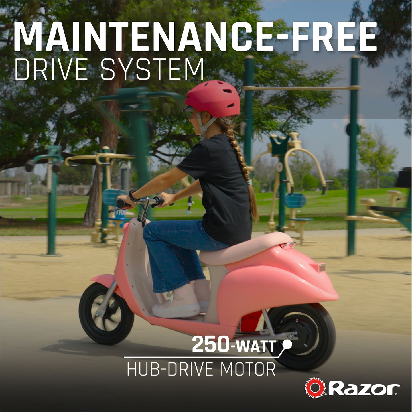 Razor Pocket Mod Miniature Euro Style Electric Scooter for Ages 13 plus - Pink