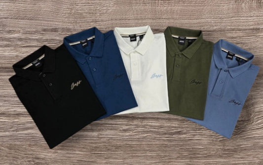 Mercerized-cotton polo shirt with script logo Boss various sizes & colours