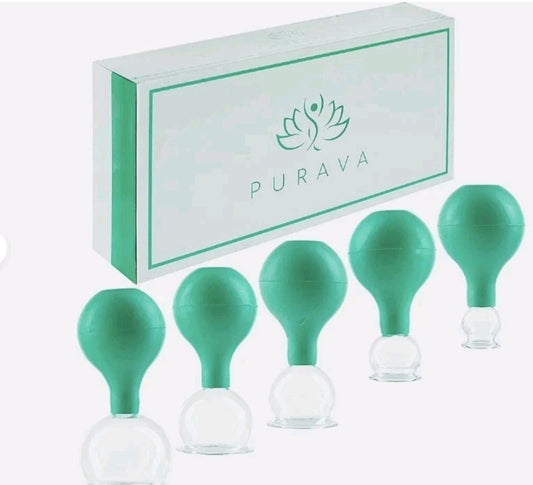 PURAVA Cupping Therapy Set with Suction Ball Glass Cupping Set for Neck & Back