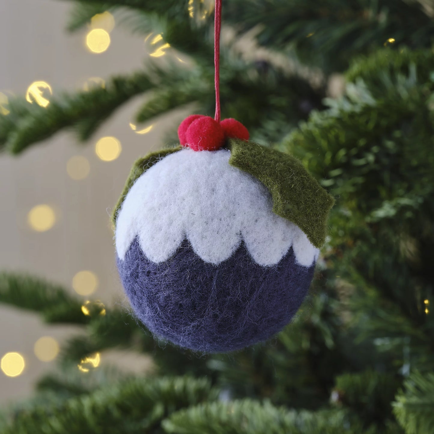 Multicolour Christmas Pudding Felt Round Bauble