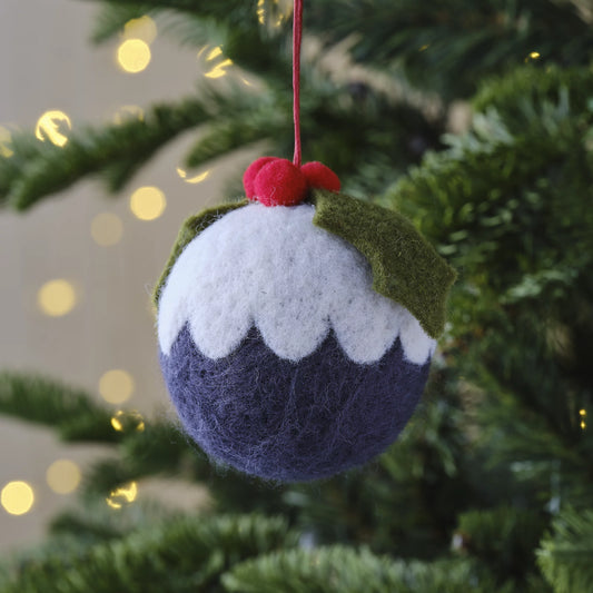 Multicolour Christmas Pudding Felt Round Bauble