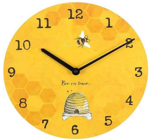 'Bee On Time' 34cm Bee Bright Warm Sunshine Yellow Wall Clock
