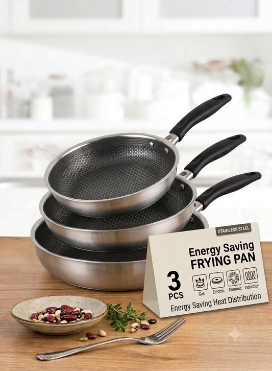Set Of 3 Energy Saving Frying Pans
