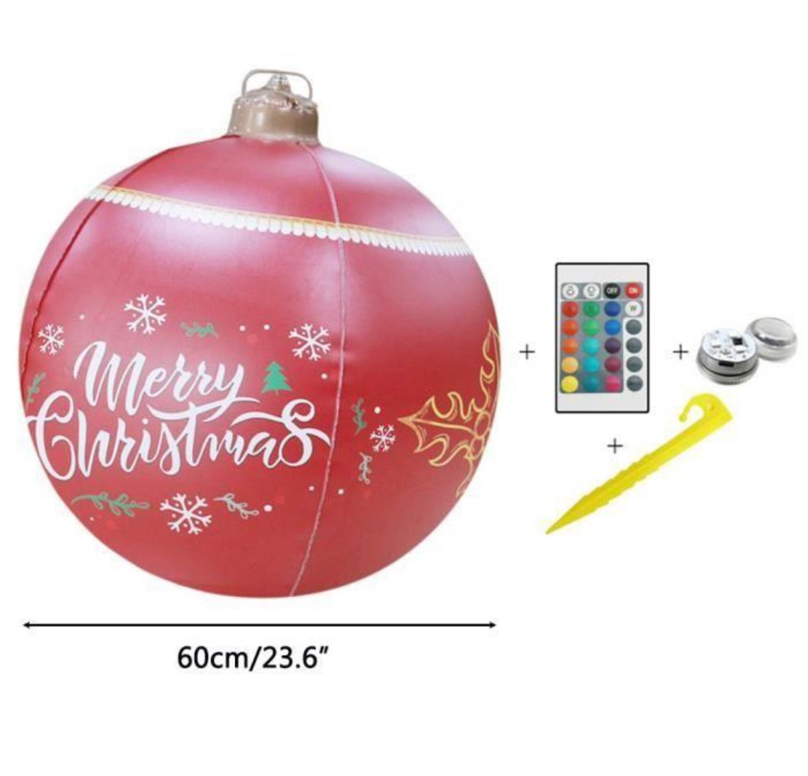Hysagtek 60CM Christmas Inflatable Light Up Bauble, Home Patio/Garden Decor