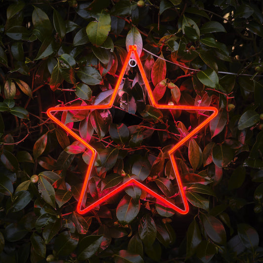 Red LED White Star Silhouette (H) 375mm