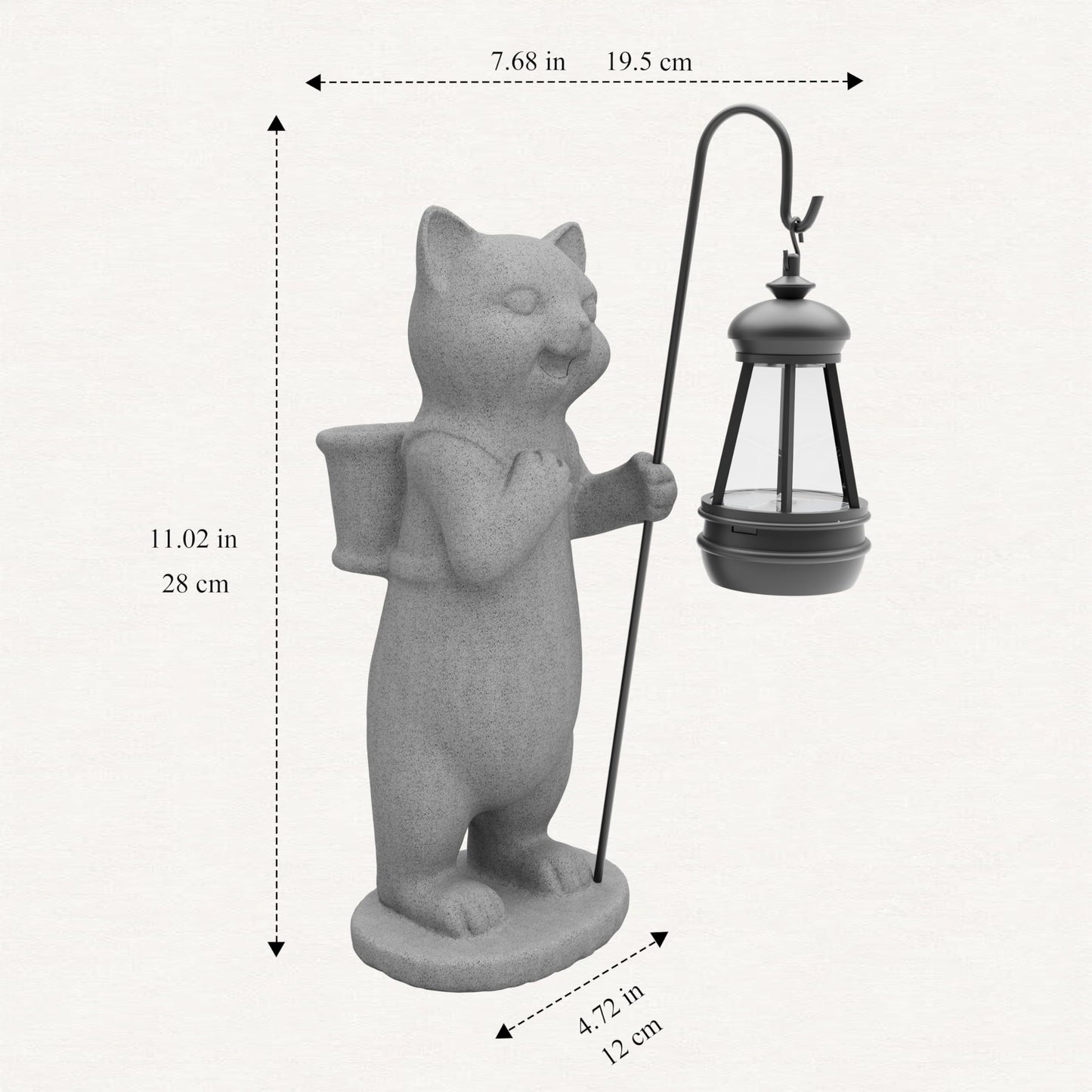 Solar Cat Garden Statue Light, 10 Inch Resin Waterproof Outdoor Figurine