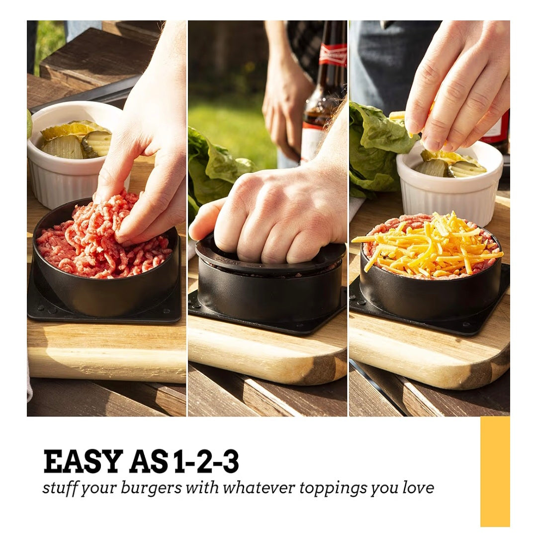 MOUNTAIN GRILLERS Burger Press - Non Stick Stuffed Burger Maker, Regular & Perfect Shaped Patties, Bonus 40 Wax Papers