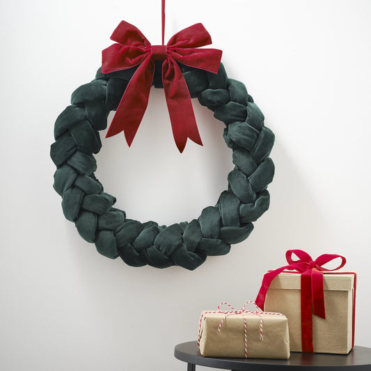 41cm Bow Christmas wreath - Green & Red