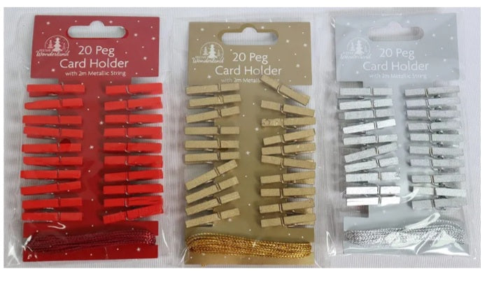 20 Peg Card Holder with 2m Metallic String