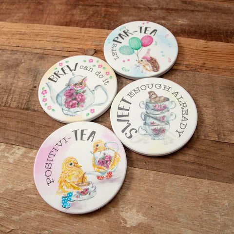 Ceramic Coaster Set, It's Always Time For Tea