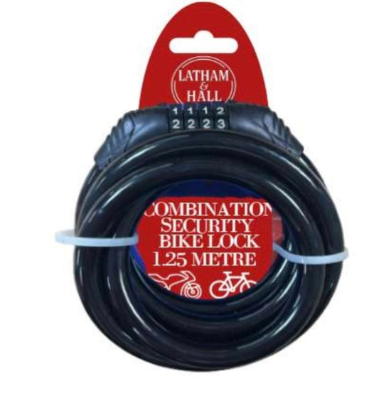 LATHAM & HALL COMBINATION SECURITY BIKE LOCK 1.25 METRES