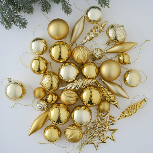 Gold effect Plastic Hanging decoration set, Pack of 40