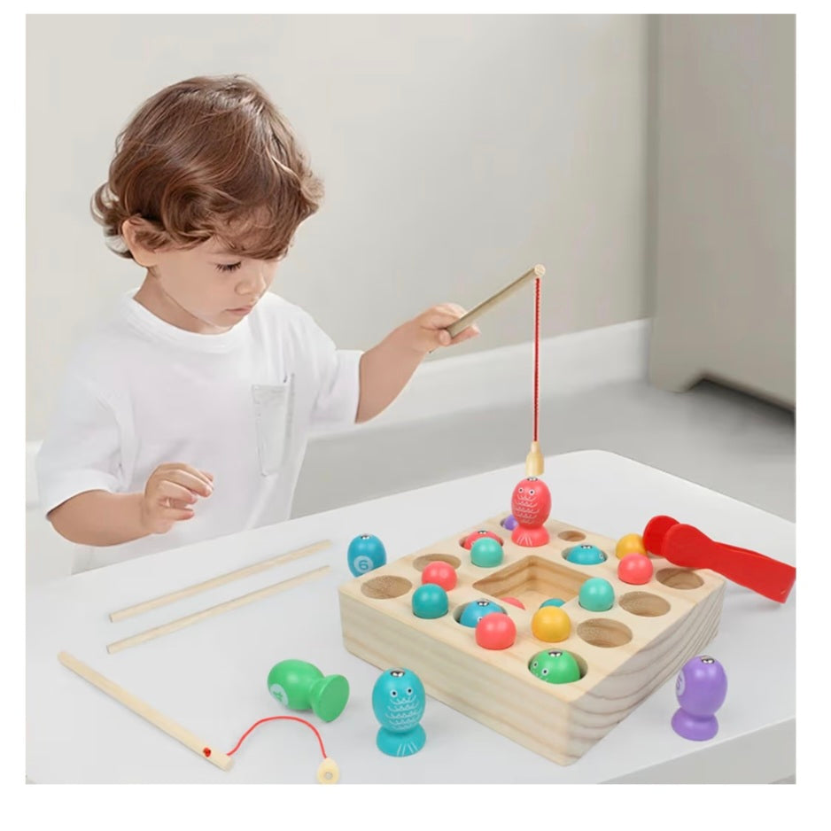 3-in-1 Wooden Fishing Toy, Montessori Magnetic Wooden Fishing Game, Perfect Children Educational Toys, Early Development & Activity Toys Use, Kids Toys Age 3 and Up