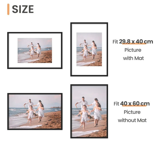 upsimples 2 Pack 40x60 Frame, Black 40x60cm Picture Frames, Wall Hanging Photo Frame