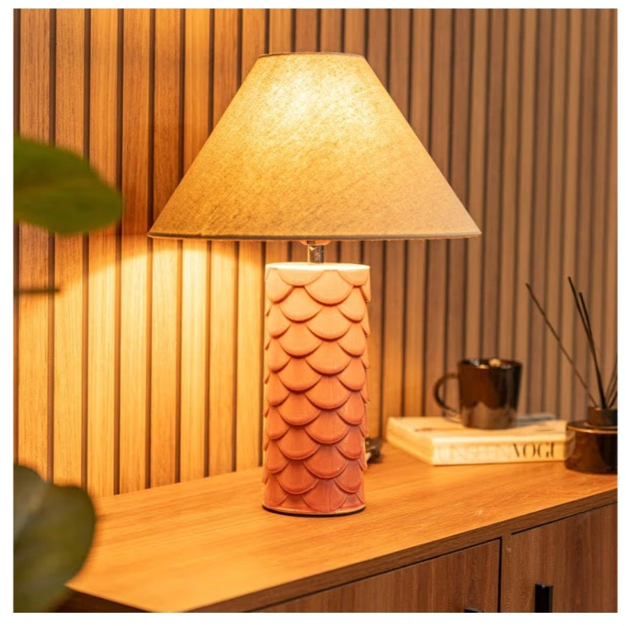 Ceramic Coral Mermaid Shell Scallop Bedside Table Lamp with Lampshade Living Room Bedroom Bedside Light | Table Lamps