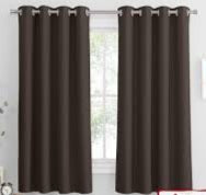 PONY DANCE Blackout Curtain for Bedroom - 52 x 63 Inch Brown Thermal Insulated Light Blocking Eyelet Curtain Pair for Kids/Nursery Room/Kitchen/Living Room