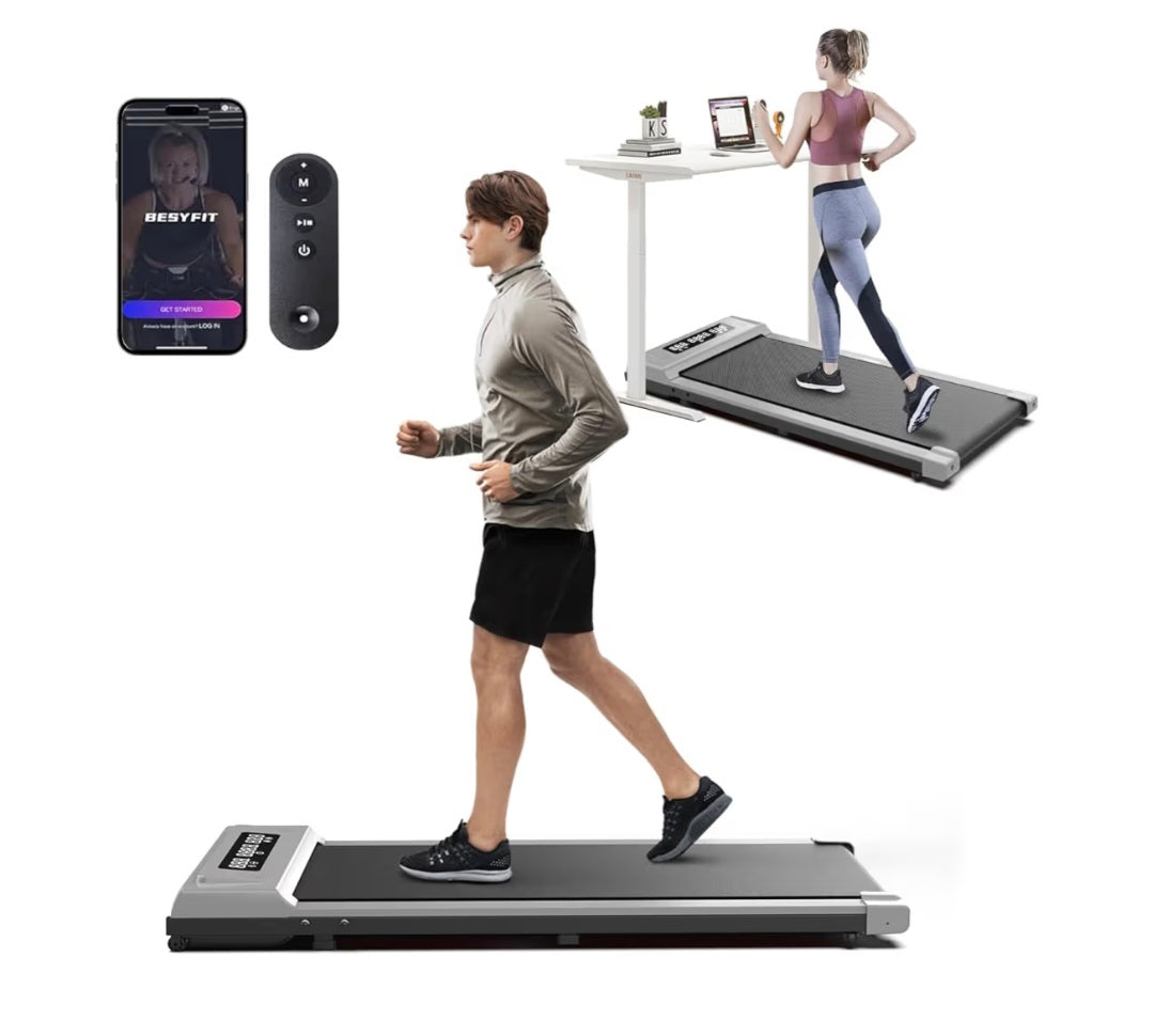 mebiusyhc Compact Armless Treadmill for Small Spaces, Quiet Under-Desk Walking Pad