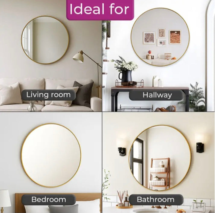 Neo Gold Nordic Round Metal Frame Wall Mirror 40cm