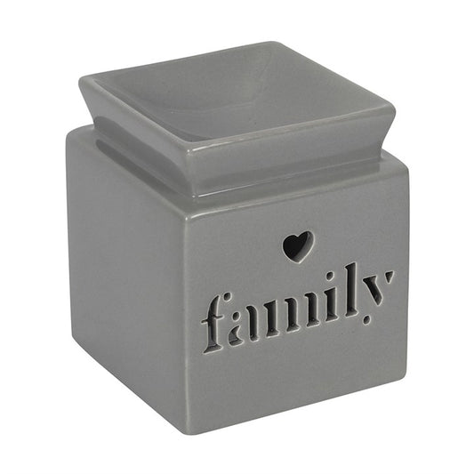 Grey Family Cut Out Ceramic Oil Burner and Wax Warmer