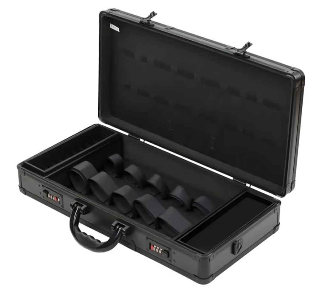 Barber Travel Organiser Tool Box Professional Beauty Salon Stylist Suitcase Portable Hairdressing Tool Case Hair Clipper Storage Display Box with Handle and Secure Numlock (Black, 55 * 27 * 10cm)