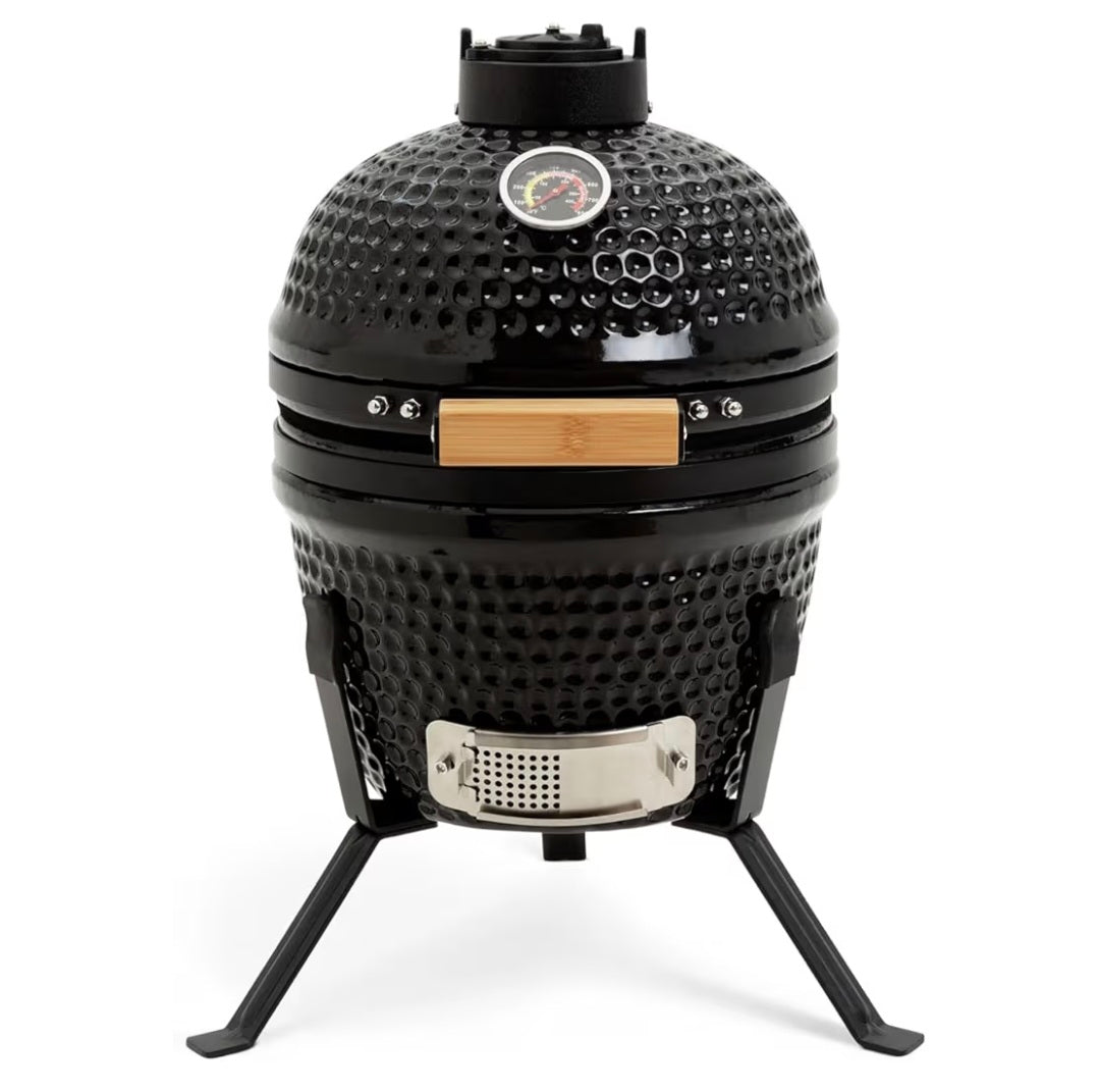 Neo Kamado 13" Ceramic Mini BBQ Grill Smoker Egg Charcoal Cooking Oven, Portable Oven and Smoker with Stand