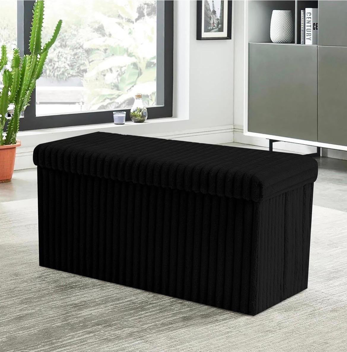 Luxury Ribbed Storage Ottoman in Pink, Grey or Black
