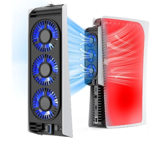 Cooling Fan for PS5 QYCHHJ Cooler Fan for PS5 Accessories with LED Light and 3.0 USB Ports Fan Cooling Fan Compatible with PS5 host digital version or CD version,Not for Ps5 slim/PS5 Pro