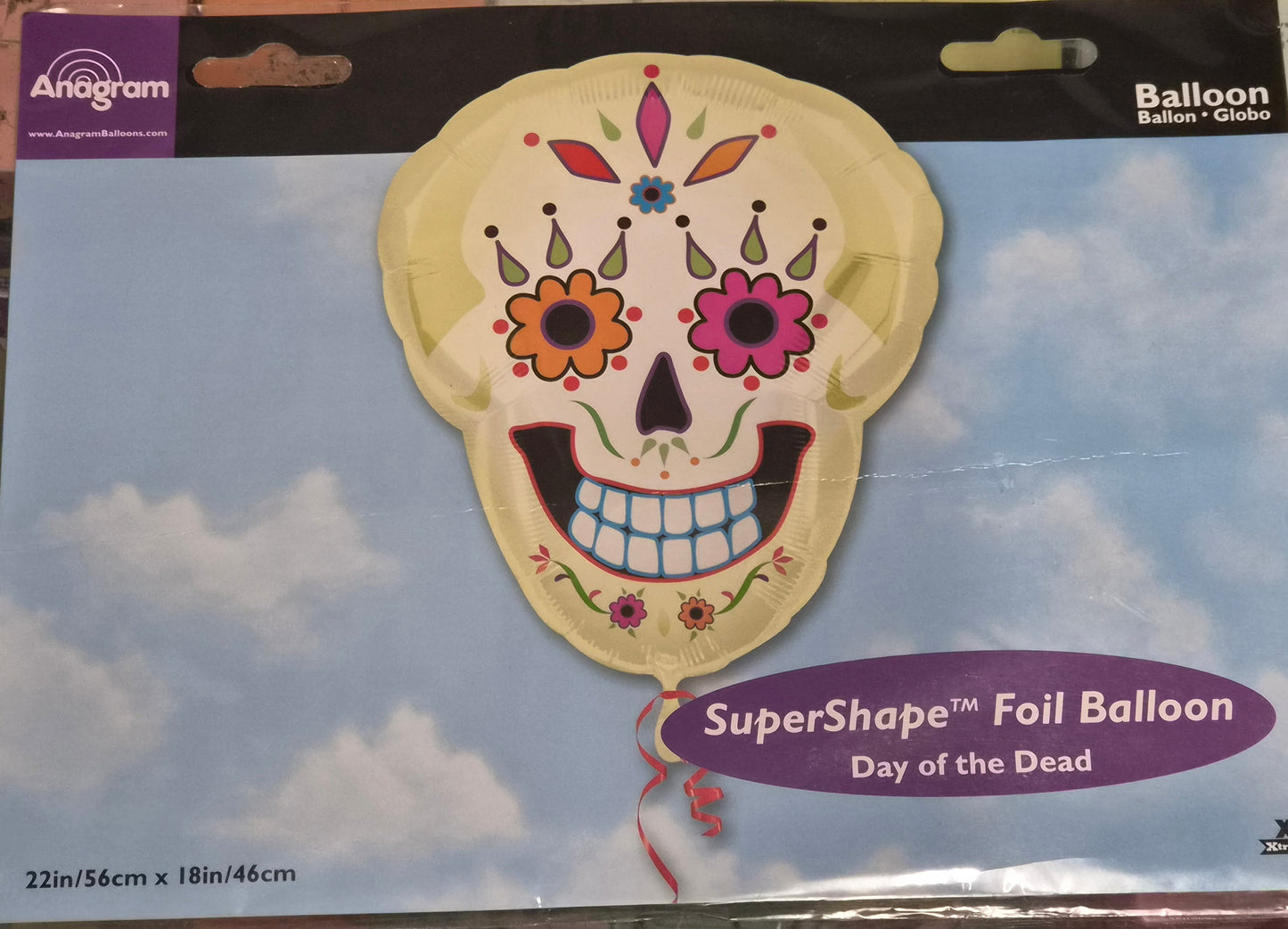 Day of The Dead Skull Foil Balloon 22" Halloween