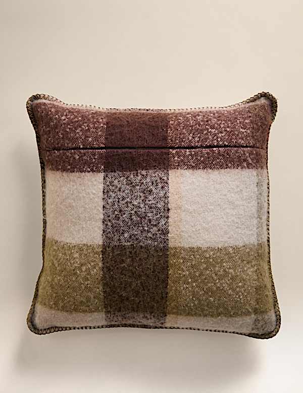 M&S Faux Mohair Brushed Checked Cushion