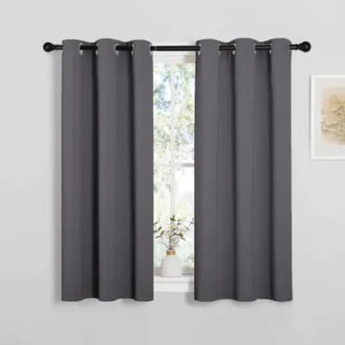 PONY DANCE Short for Bedroom Thermal Door Curtain Blackout Curtains Home Decor for Living Room, W 34" x L 45", 2 panels, Grey