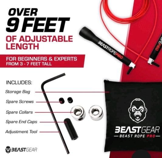 Speed Skipping Rope Adult for Women and Men - Advanced Fitness Jump Black Pro