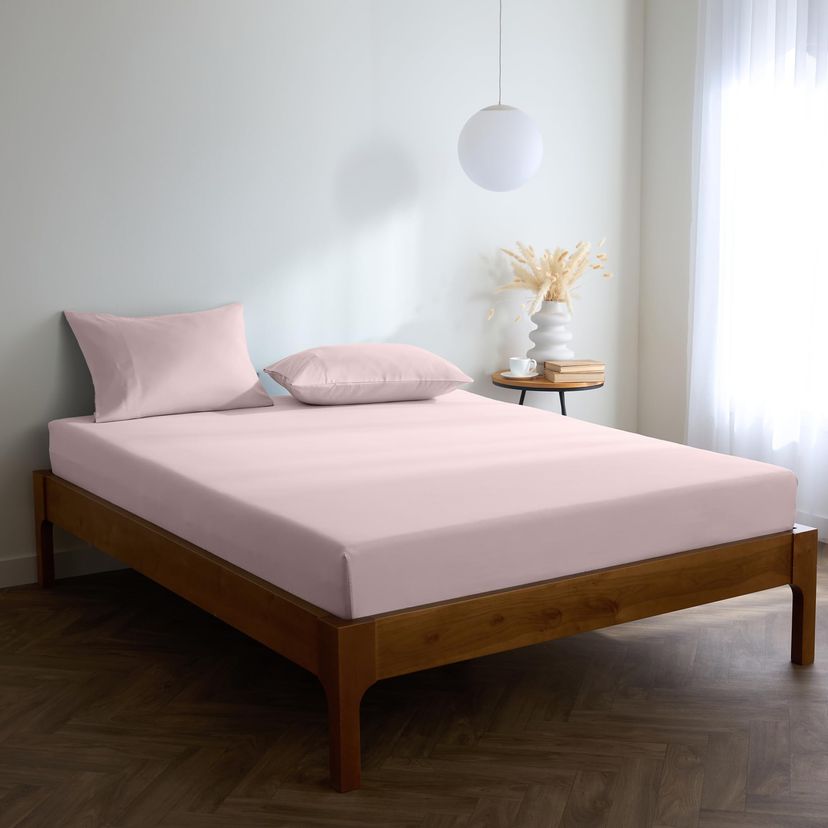Super King Fitted Sheet All Around Elastic 40cm Deep Soft Microfibre Shrink Fade Resistant - Blush Pink 180x200cm