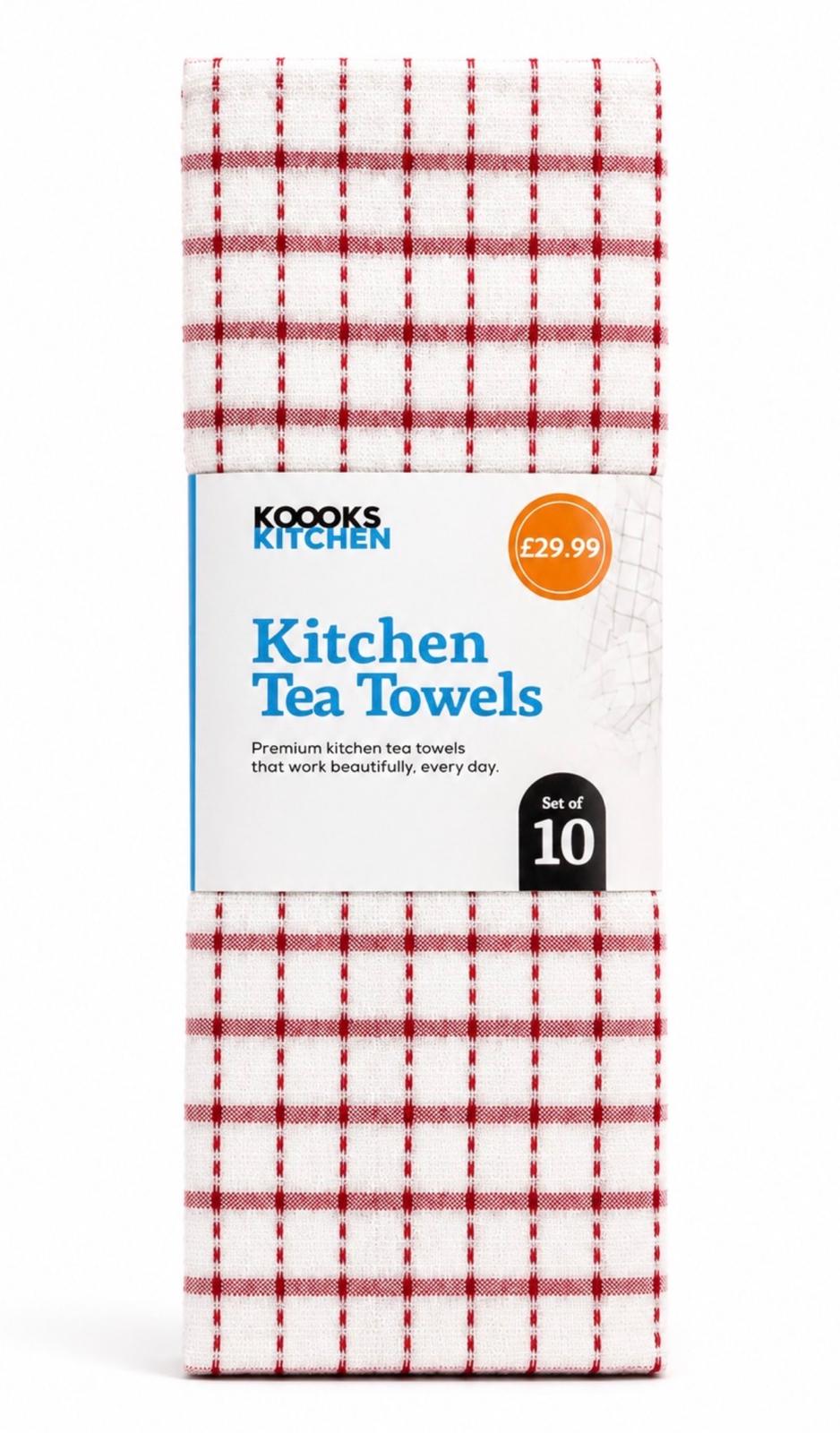 10 Pack Tea Towel 6 Assorted Colours