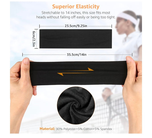 7PCS Fashion Sports Hair Bands for Women's Hair, Soft Cotton Cloth Stretchy Headbands Workout Yoga Running Makeup