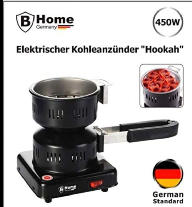 Electric shisha charcoal burner, with hookah gripper grill