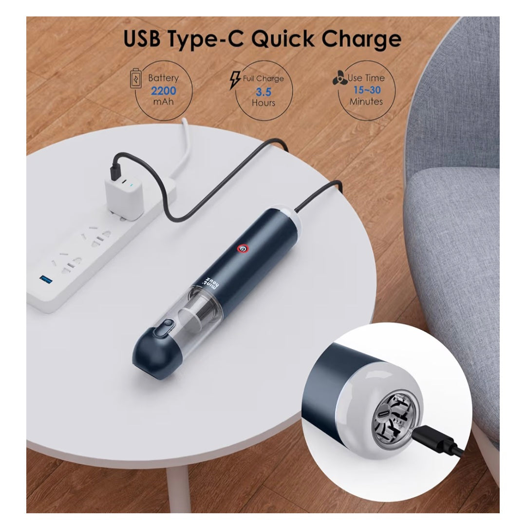 Minthouz Handheld Vacuum Cleaner 17000Pa, 120W Cordless Car Vacuum Rechargeable with Blower, 2-Speed Portable Wireless Mini Hand Held Vacuum Cleaner with LED/SOS Light for Car Home (Blue) Hoover