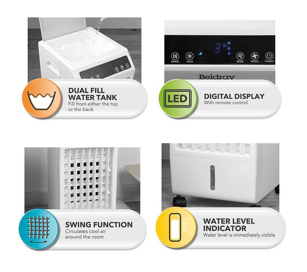 BELDRAY EH3719 6 Litre Portable Air Cooler - White