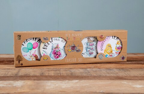 Ceramic Coaster Set, It's Always Time For Tea
