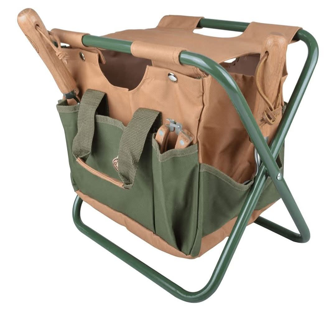 41 x 31 x 30cm Metal/ Textile Garden Stool - Green Chair