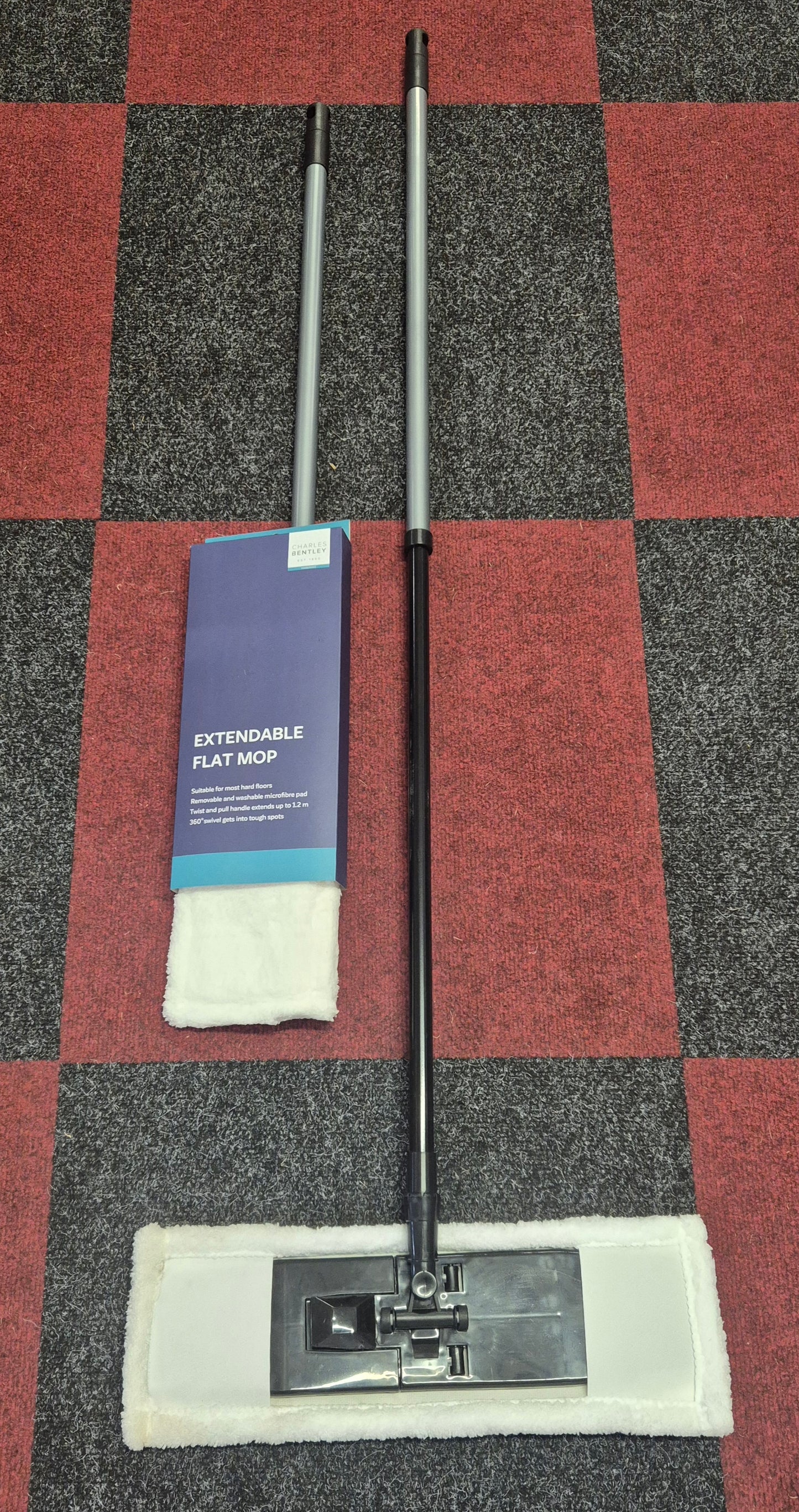 Charles Bentley Extendable Flat Mop 360 degree swivel head