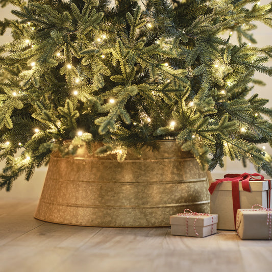 Gold effect Metal Tree skirt Christmas tree stand 68cm