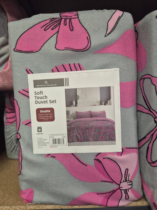 Soft Touch Bow Duvet Set Single or Double