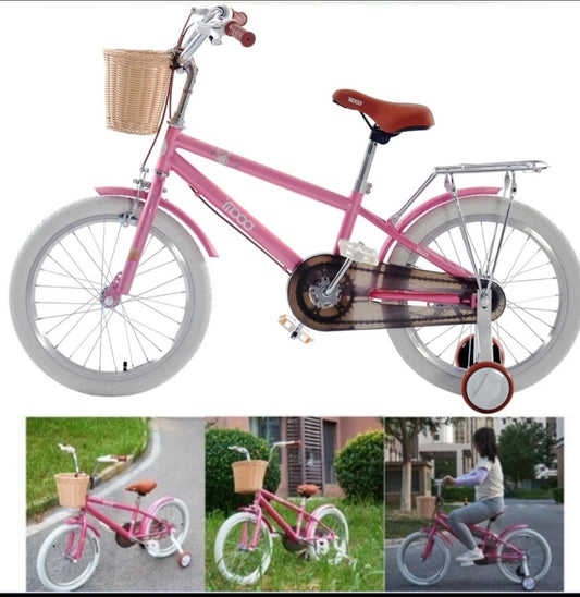 CHILDREN'S GIRLS BIKE BICYCLE WITH REMOVABLE STABILISERS & BASKET 12 INCH