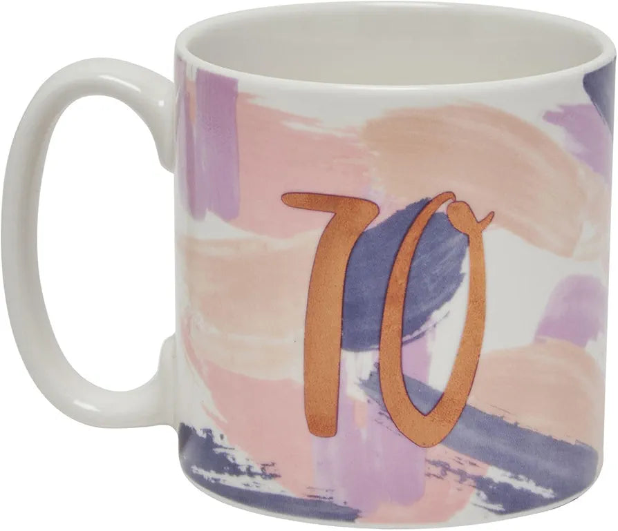 Widdop Hotchpotch Luxe Age 70- Birthday Mug - Ceramic Stoneware Mug - Blush Colour - Approx 350ml -