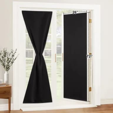 PONY DANCE Blackout Blinds Four-sided Stick On Thermal Insulated Single Curtain Portable Easy Fit No Damage to French Door Window, Bedroom, Glass Door, Caravan, Width 26-In x Drop 72-In, Black